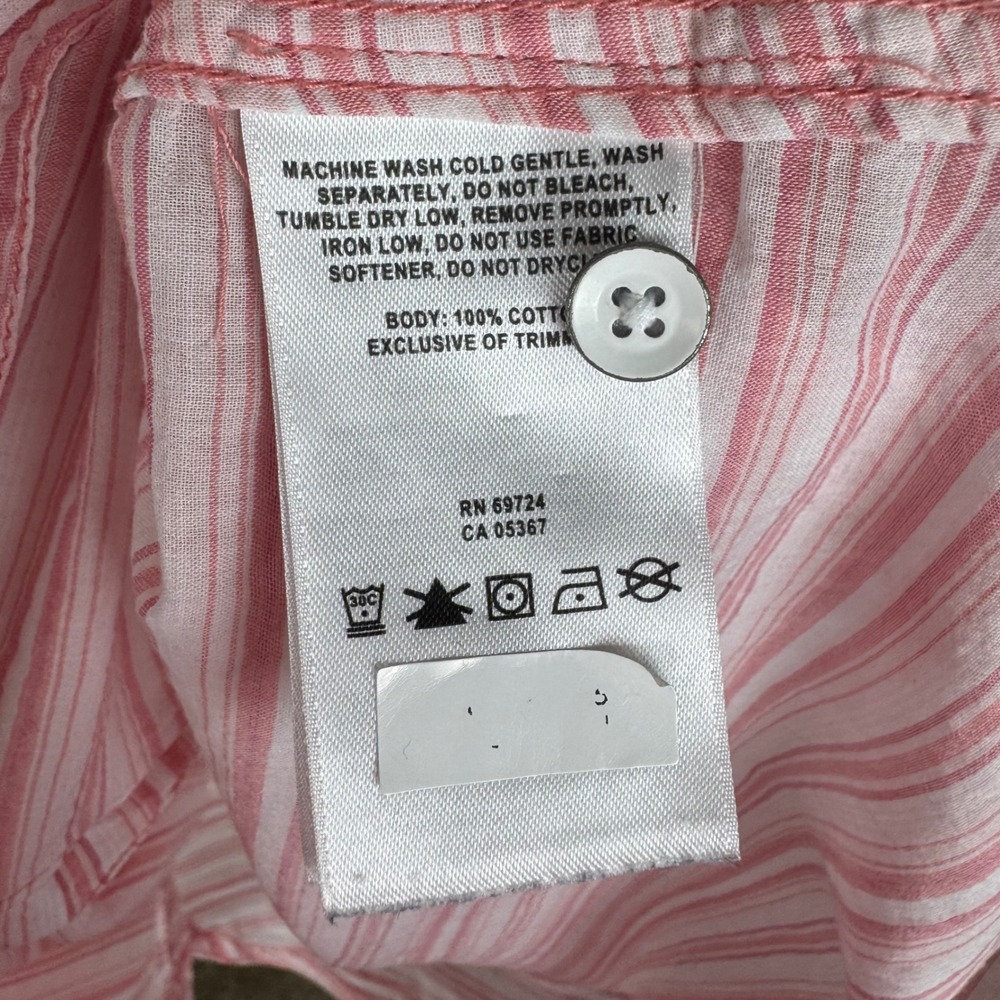 Columbia Pink Striped Shirt Large Roll Tab Lightweight Outdoors Coastal Hiking - Picture 6 of 8